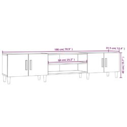 TV-benk hvit 180×31,5×40 cm konstruert tre