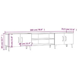 TV-benk hvit 180×31,5×40 cm konstruert tre