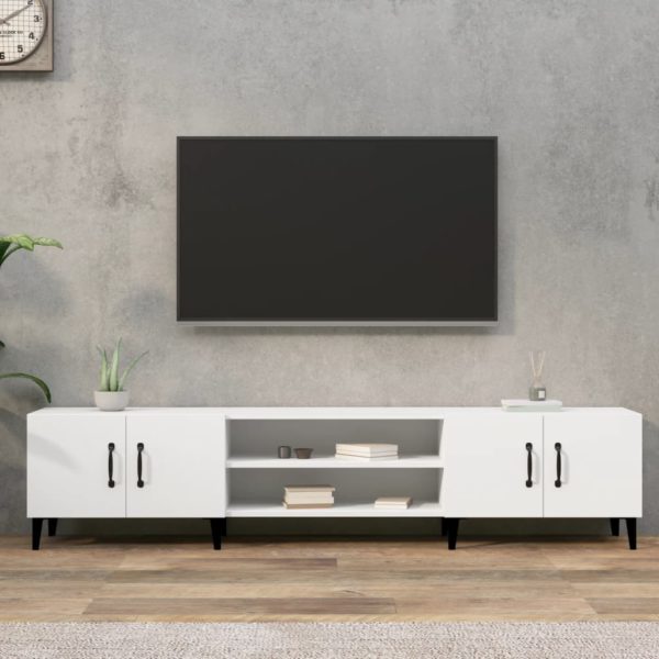 TV-benk hvit 180×31,5×40 cm konstruert tre