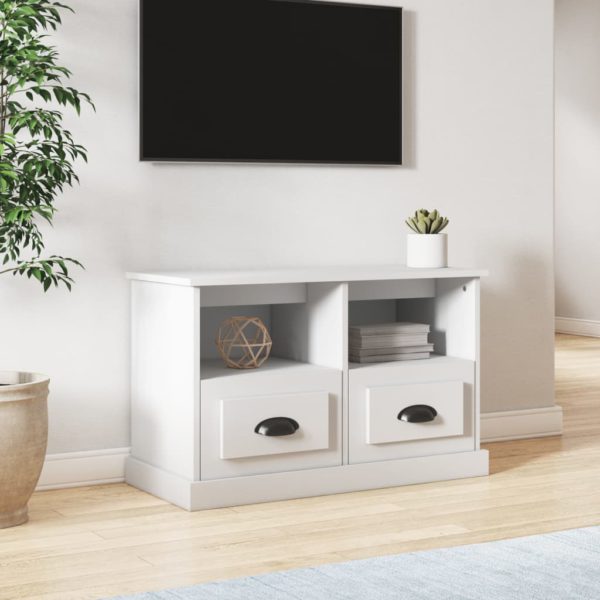 TV-benk hvit 80x35x50 cm konstruert tre