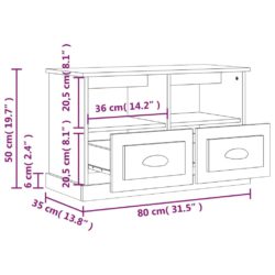 TV-benk svart 80x35x50 cm konstruert tre