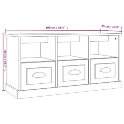 TV-benk hvit 100x35x50 cm konstruert tre