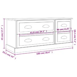 TV-benk hvit 100×35,5×45 cm konstruert tre