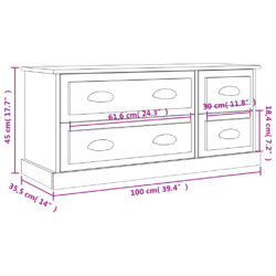 TV-benk grå sonoma 100×35,5×45 cm konstruert tre