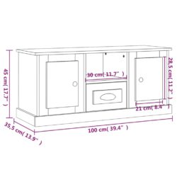 TV-benk hvit 100×35,5×45 cm konstruert tre