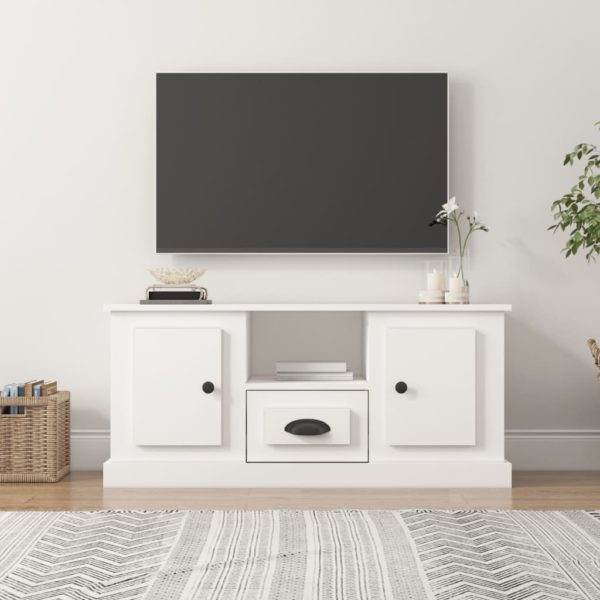 TV-benk hvit 100×35,5×45 cm konstruert tre