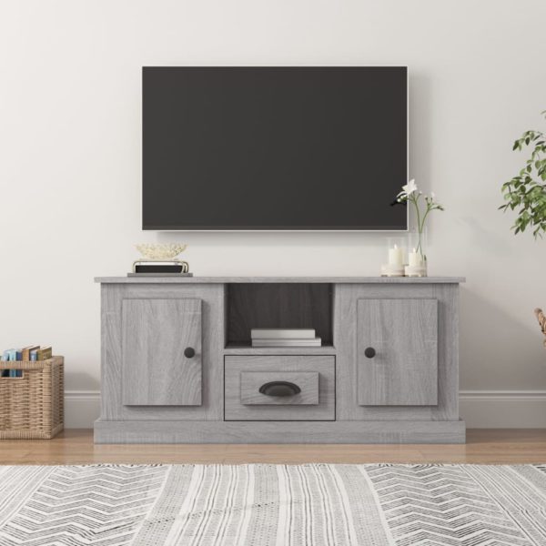 TV-benk grå sonoma 100×35,5×45 cm konstruert tre