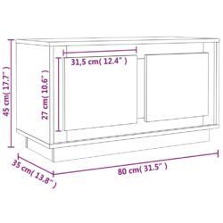 TV-benk høyglans hvit 80x35x45 cm konstruert tre