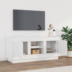 TV-benk høyglans hvit 102x35x45 cm konstruert tre