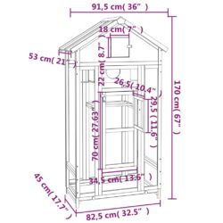 Fuglehus brun 91,5x53x170 cm heltre furu