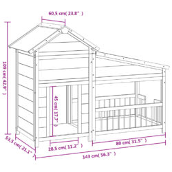 Hundekennel mocca 143×60,5×109 cm heltre furu