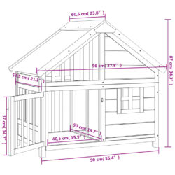 Hundekennel mocca 96×60,5×87 cm heltre furu