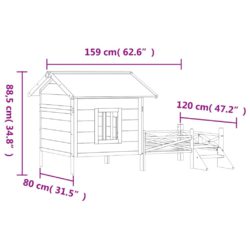 Hundekennel brun 159x120x88,5 cm heltre furu