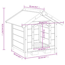 Hundekennel brun 65x65x61,5 cm heltre furu