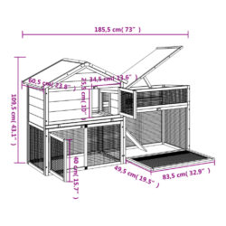 Kaninbur mocca 185,5×60,5×109,5 cm heltre furu