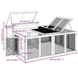 Kaninbur mocca 144x123x67,5 cm heltre furu