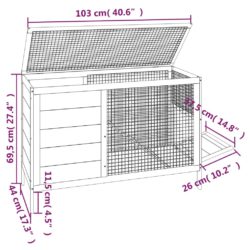 Kaninbur brun 103x44x69,5 cm heltre furu