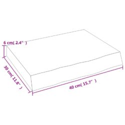 Vegghylle 40x30x(2-6)cm ubehandlet heltre eik