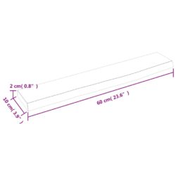 Vegghylle 60x10x2 cm ubehandlet heltre eik