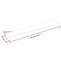 Vegghylle 60x10x4 cm ubehandlet heltre eik