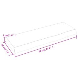 Vegghylle 60x20x4 cm ubehandlet heltre eik