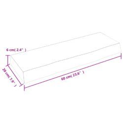 Vegghylle 60x20x6 cm ubehandlet heltre eik