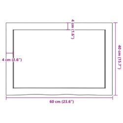 Vegghylle 60x40x(2-4) cm ubehandlet heltre eik