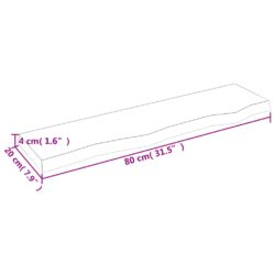 Vegghylle 80x20x4 cm ubehandlet heltre eik