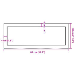 Vegghylle 80x30x(2-4) cm ubehandlet heltre eik