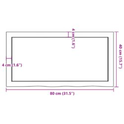 Vegghylle 80x40x(2-4) cm ubehandlet heltre eik