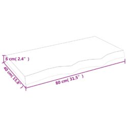 Vegghylle 80x40x(2-6) cm ubehandlet heltre eik