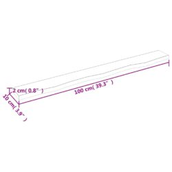 Vegghylle 100x10x2 cm ubehandlet heltre eik