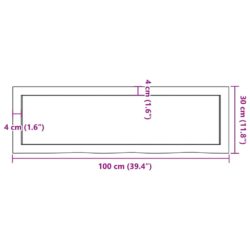 Vegghylle 100x30x(2-4) cm ubehandlet heltre eik