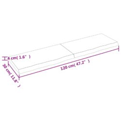 Vegghylle 120x30x(2-4) cm ubehandlet heltre eik