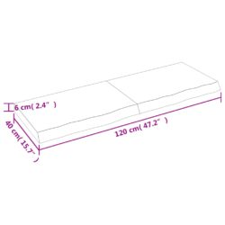 Vegghylle 120x40x(2-6) cm ubehandlet heltre eik