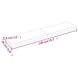 Vegghylle 140x30x(2-4) cm ubehandlet heltre eik