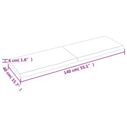 Vegghylle 140x40x(2-4) cm ubehandlet heltre eik