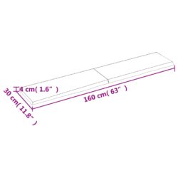 Vegghylle 160x30x(2-4) cm ubehandlet heltre eik