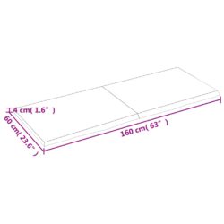 Vegghylle 160x60x(2-4) cm ubehandlet heltre eik