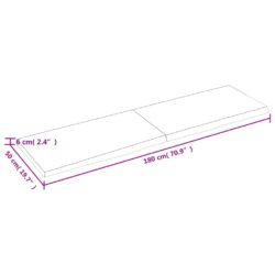 Vegghylle 180x50x(2-6) cm ubehandlet heltre eik