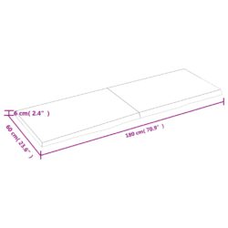 Vegghylle 180x60x(2-6) cm ubehandlet heltre eik