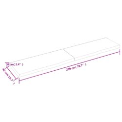 Vegghylle 200x40x(2-6) cm ubehandlet heltre eik