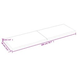 Vegghylle 200x60x(2-4) cm ubehandlet heltre eik