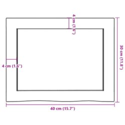 Vegghylle lysebrun 40x30x(2-4) cm behandlet heltre eik