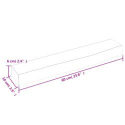 Vegghylle lysebrun 60x10x6 cm behandlet heltre eik