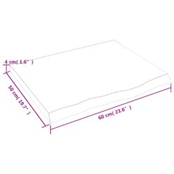 Vegghylle lysebrun 60x50x(2-4) cm behandlet heltre eik