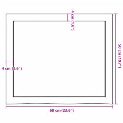 Vegghylle lysebrun 60x50x(2-6) cm behandlet heltre eik