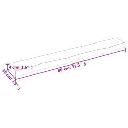 Vegghylle lysebrun 80x10x4 cm behandlet heltre eik