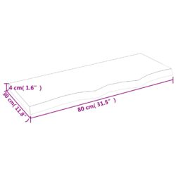 Vegghylle lysebrun 80x30x(2-4) cm behandlet heltre eik