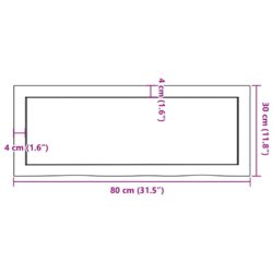 Vegghylle lysebrun 80x30x(2-4) cm behandlet heltre eik